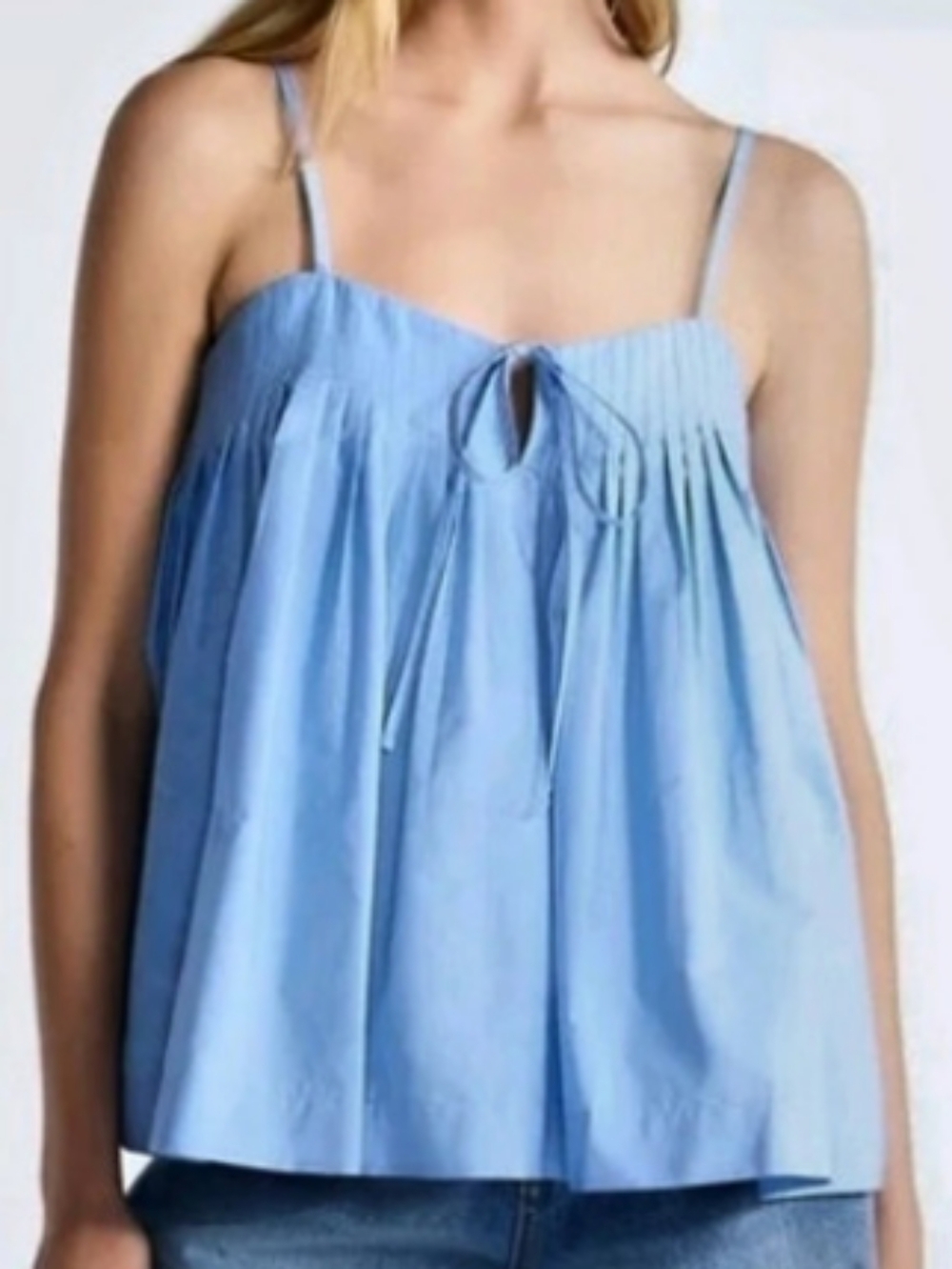 Free Assembly Blue Cotton Tie Front Cami Tank Top XL NWT